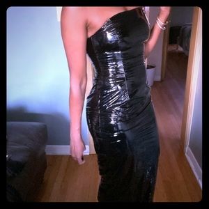 Bandeau Vinyl Dress - PVC, Latex Black Wet Look